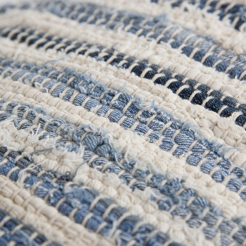 14" X 26" Denim Blue And Ivory Cotton Throw Pillow with Tassels And
