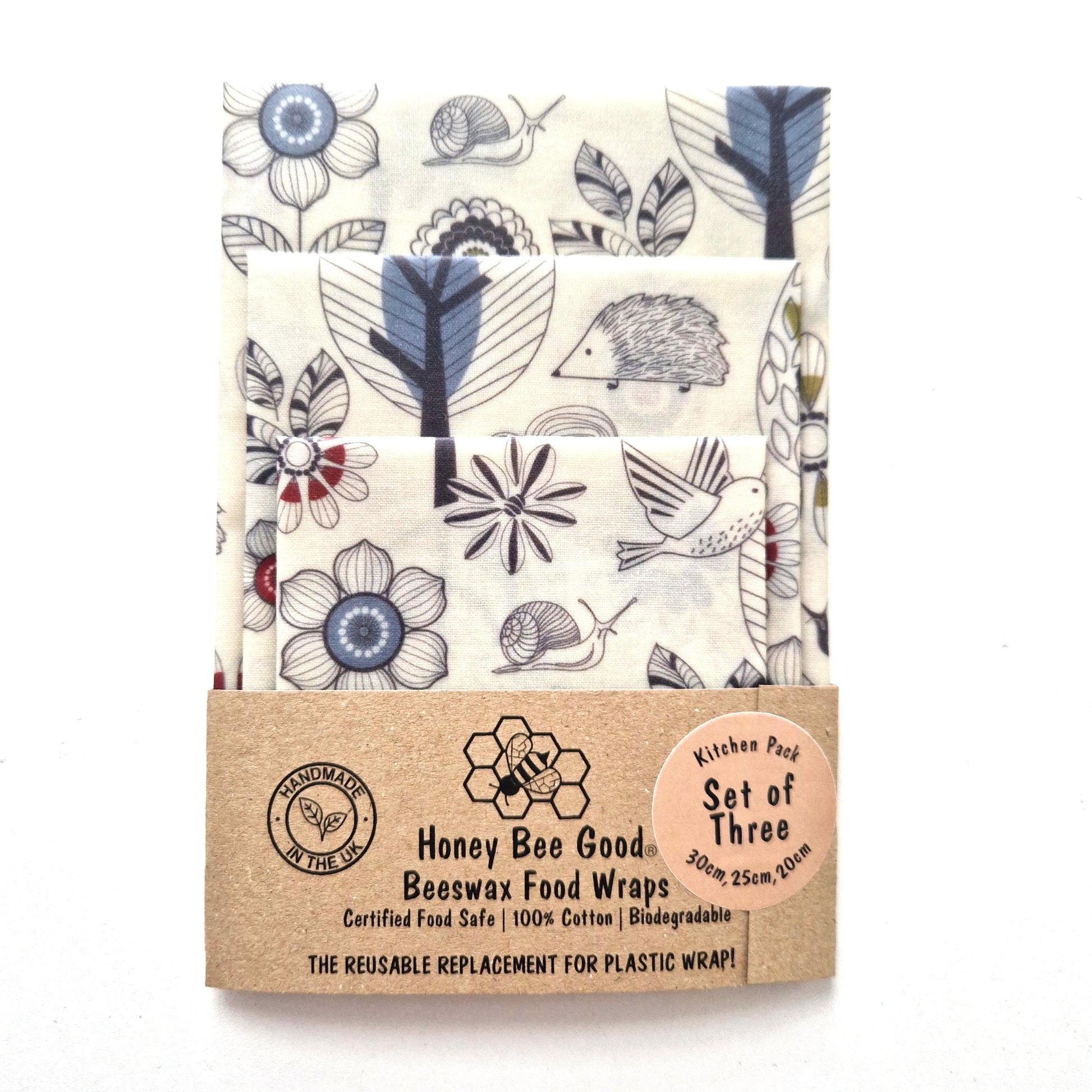 *Set of 3 L, M, S Beeswax Food Wraps | Scandi