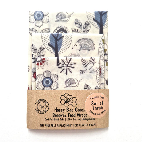 *Set of 3 L, M, S Beeswax Food Wraps | Scandi